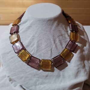 Square glass beaded necklace